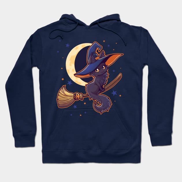 black cat witch for halloween furry chibi anime Hoodie by ISAGU ART STORE